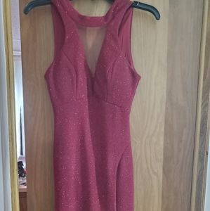 Red Glitter Mesh Dress